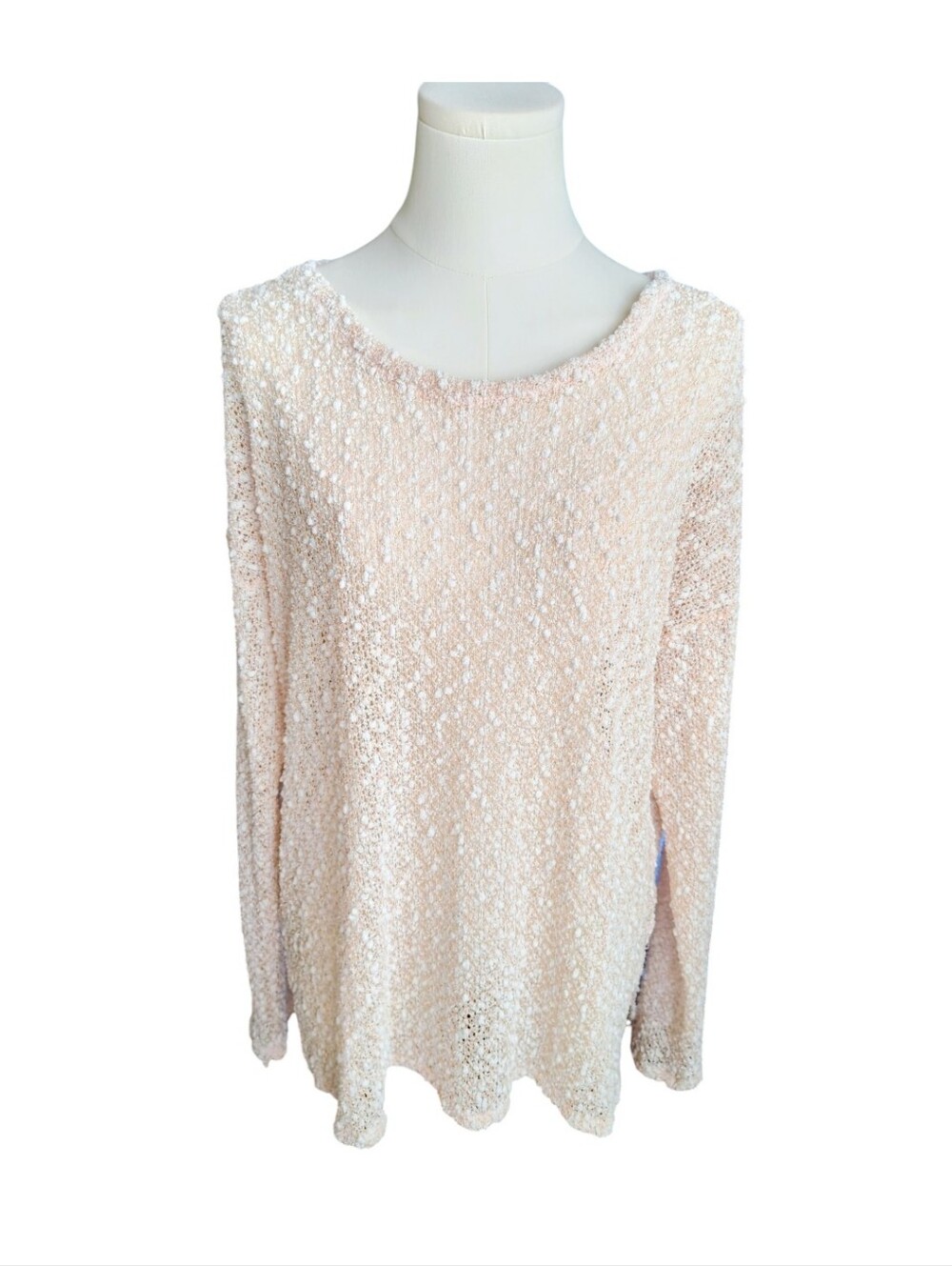 Aeropostale Textured Pale Pink Sheer Sweater With Gold Metallic Thread Size XL